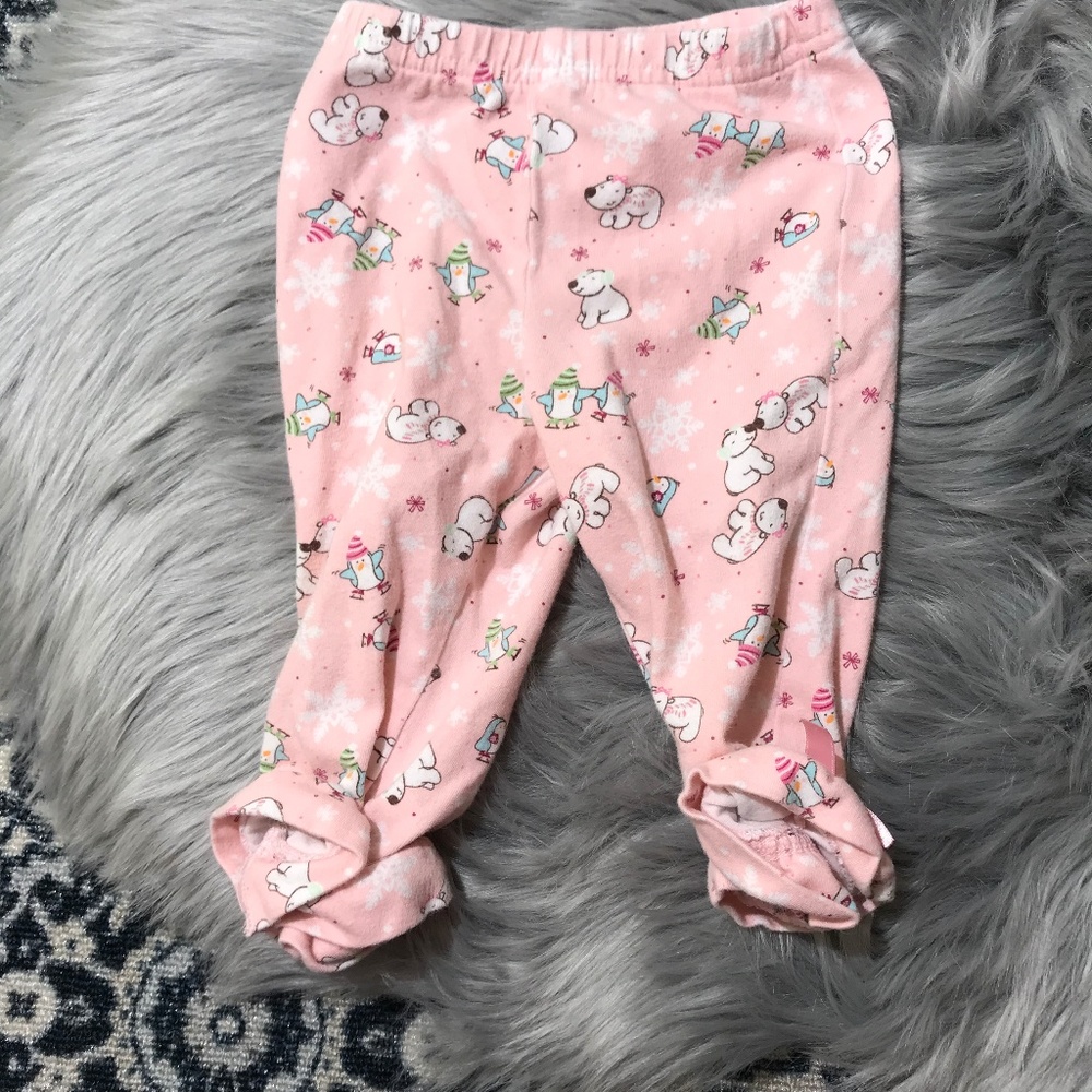 pink winter themed sleep pants 12M girl